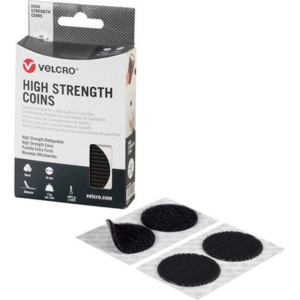 Klettband High Strength Fastener 45mm rund schwarz VELCRO 6 Stück