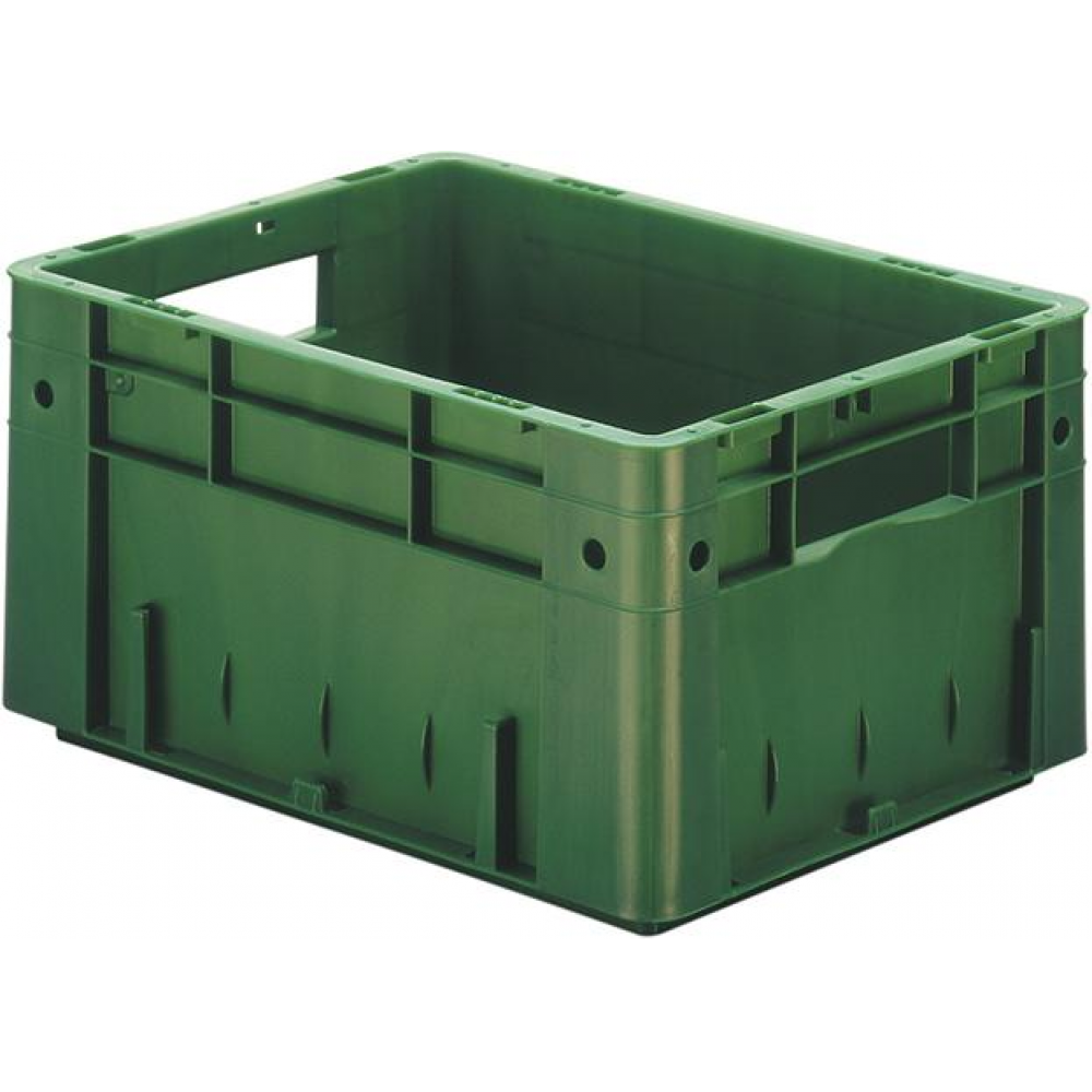 Transportkasten VTK 400/210-0 Transport-Stapelkasten B400x T300x H210 mm grün Auflast 600kg mit Griffloch