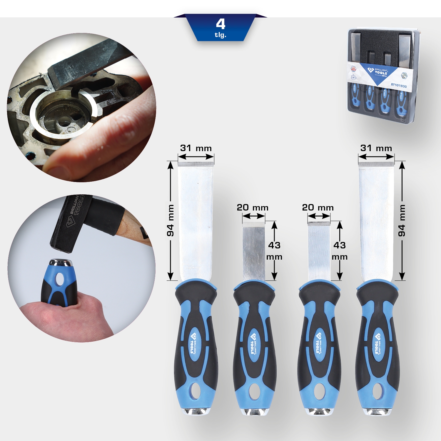 Brilliant Tools  Universal-Schaber-Satz, 4-tlg