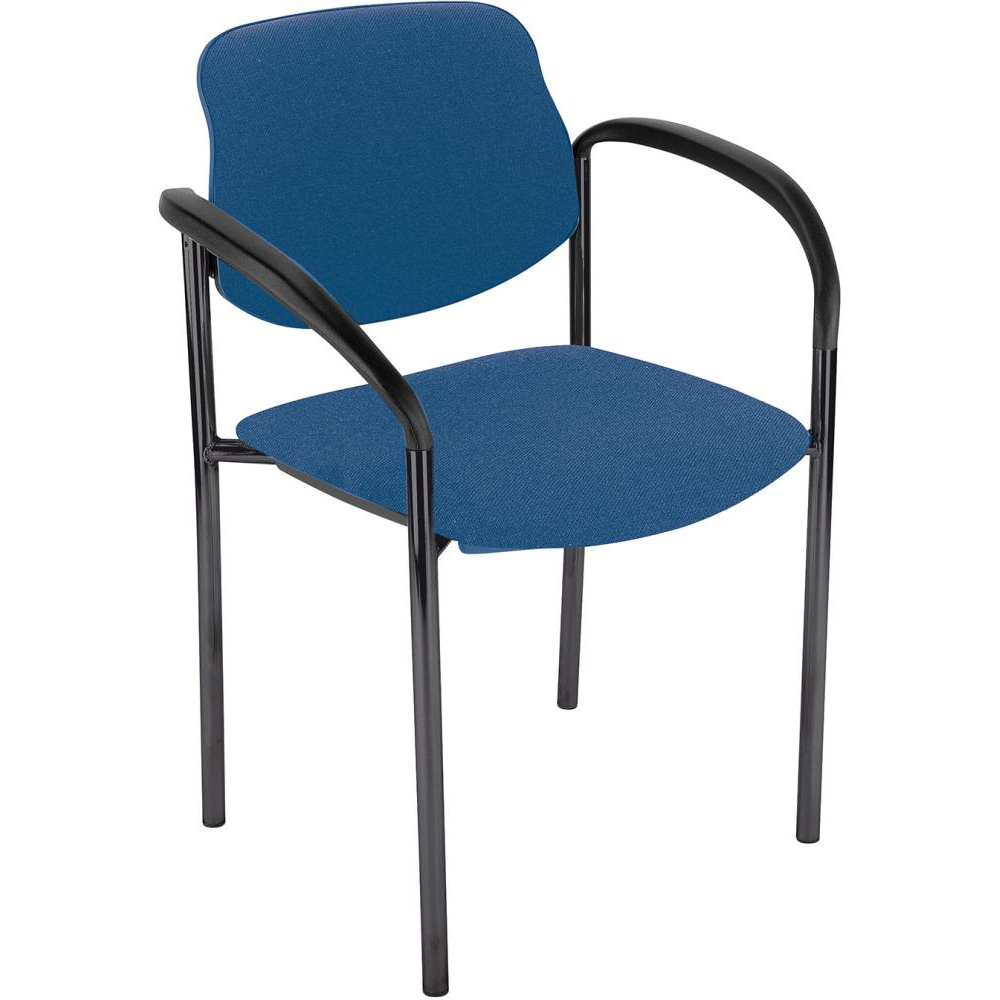 Besucherstuhl Modell STYL, Gestell schwarz, mit Armlehnen Bes.-Stuhl m.Arml blau. /