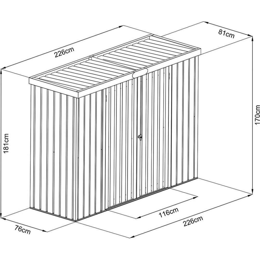 Geräteschrank mit Flachdach Größe 2 m.Flachdachin Zubehör226 x 81 180 cm Beschaffungsartikel