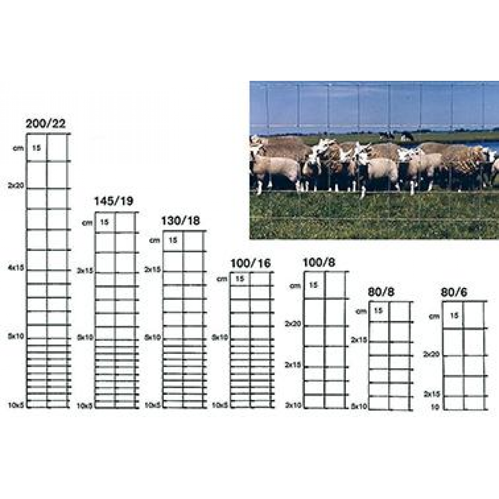 Weidezaun 100/8/15 ZINCALU beschichtet Ursus 50m