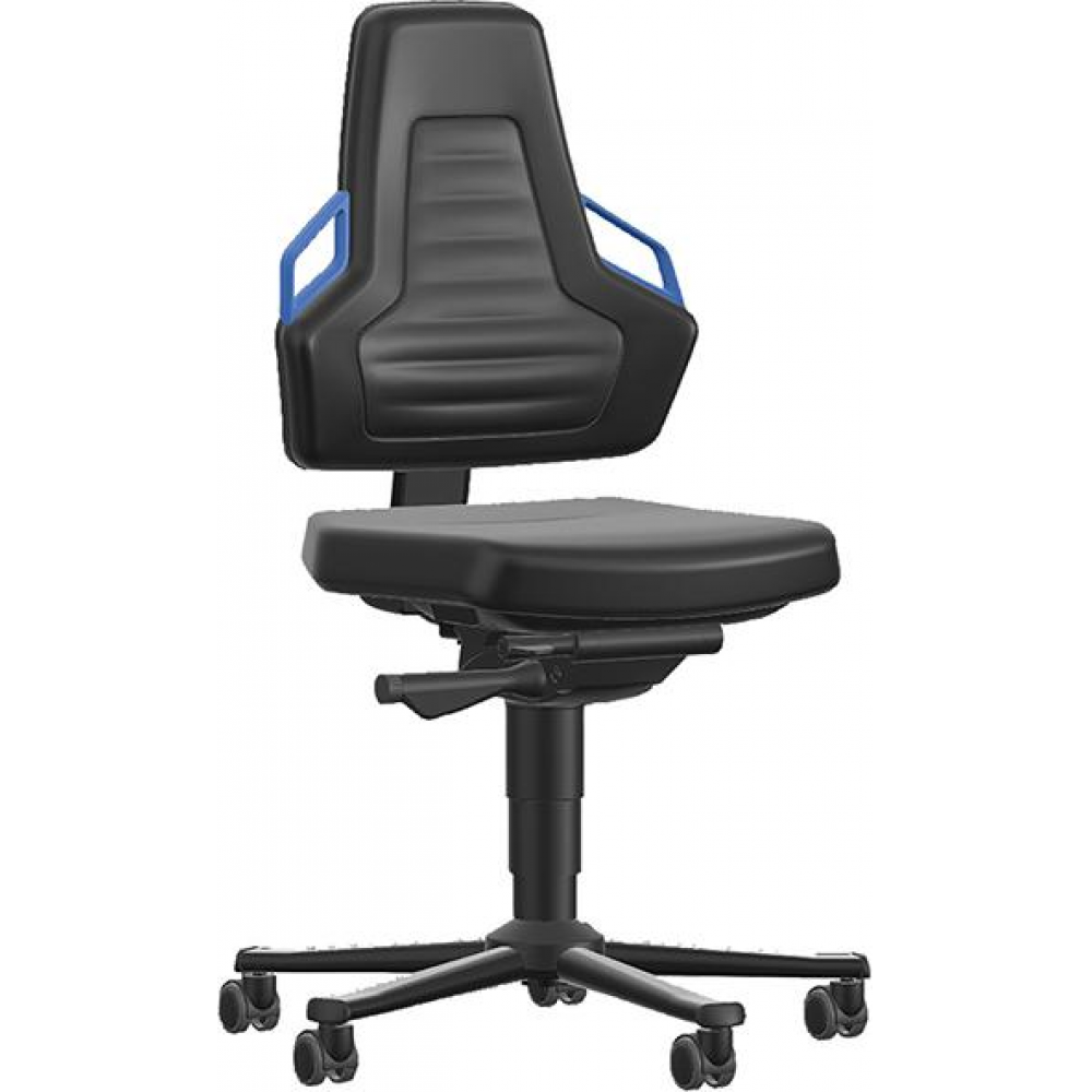 Arbeitsstuhl Modell Nexxit 2 Bimos Griff blau Sitzhöhe 450-600 mm schwarz,mit Rollen