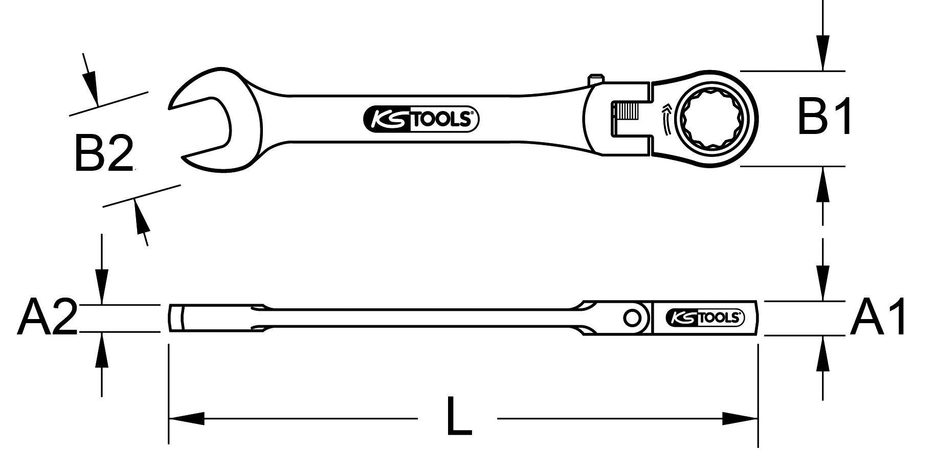 Gelenk-Ratschenschlüssel 17mm m.Verriegelung KSKS TOOLS