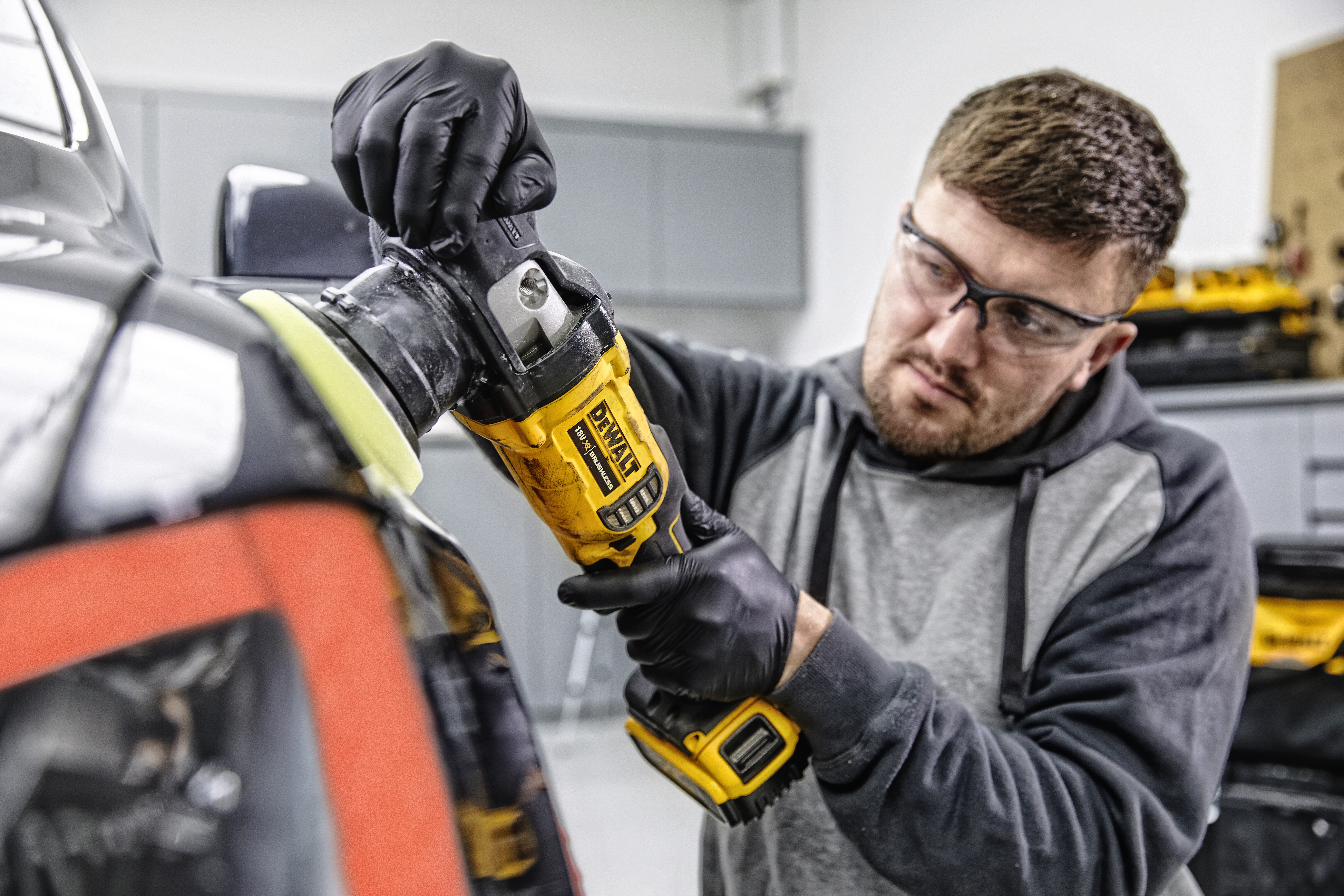 Dewalt DCM848N-XJ,  Akku-Exzenterpolierer, 18 V, Basisv., 18 Volt Akku-Exzenterpolierer (bürstenlos), Basisversion