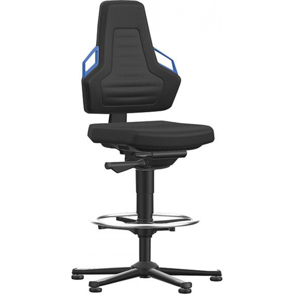 Arbeitsstuhl Modell Nexxit 3 Bimos Griff blau Sitzhöhe 570-820 mm Stoff schwarz,Fußring