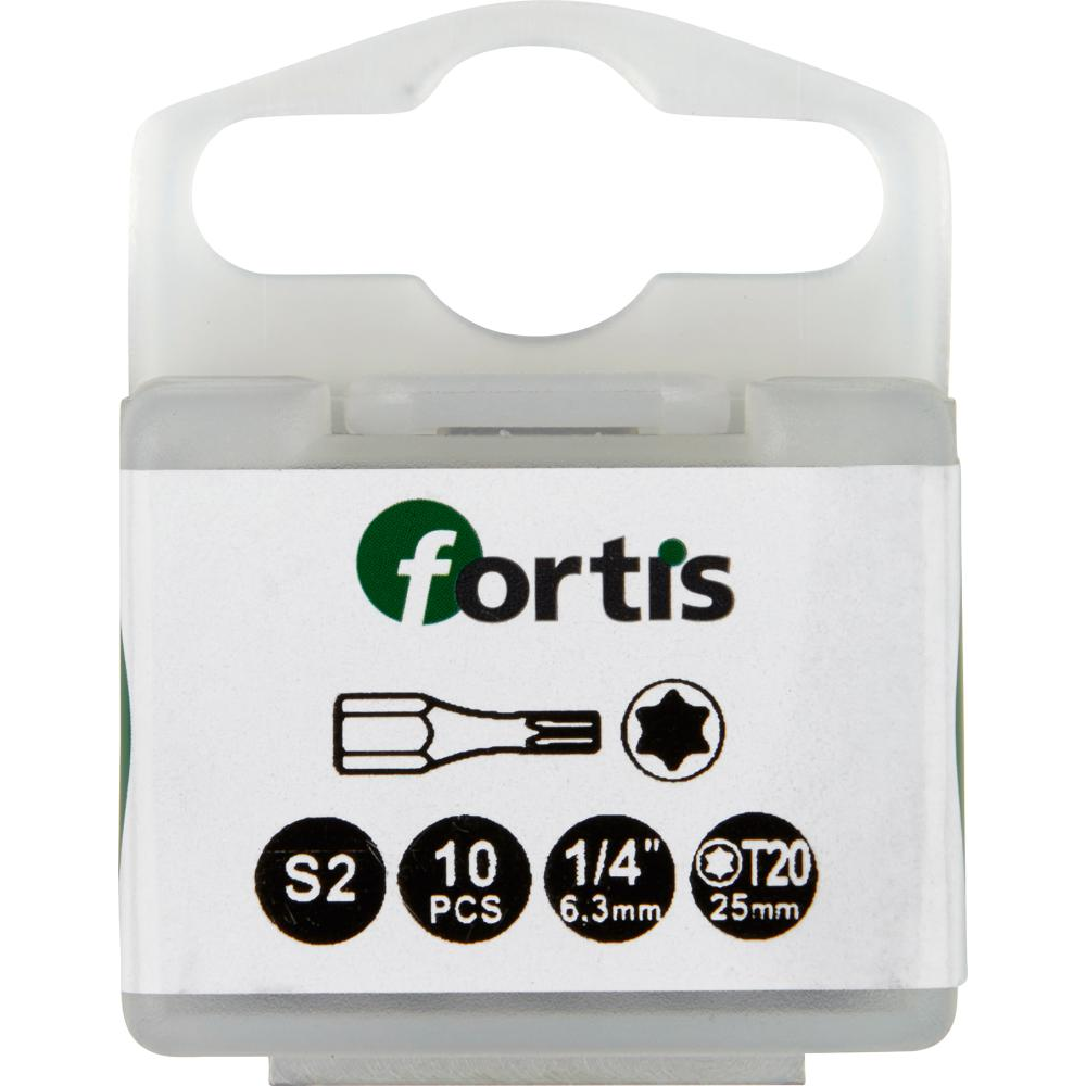 Bit 1/4" für TORX-Schrauben Torsion DIN3126 C6,3 T20x25mm 10er Pack FORTIS