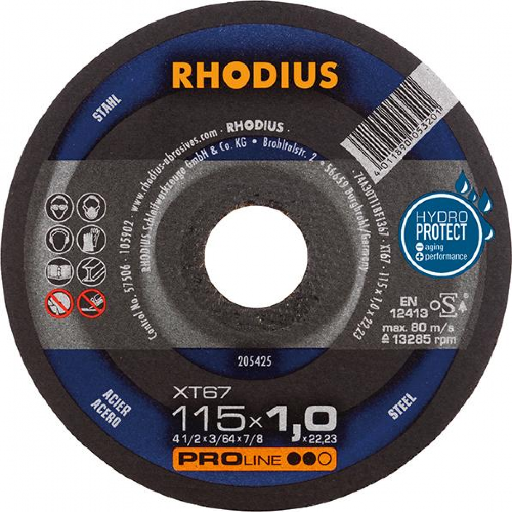 Trennscheibe XT67 für Stahl 115 x 1,0mm Rhodius