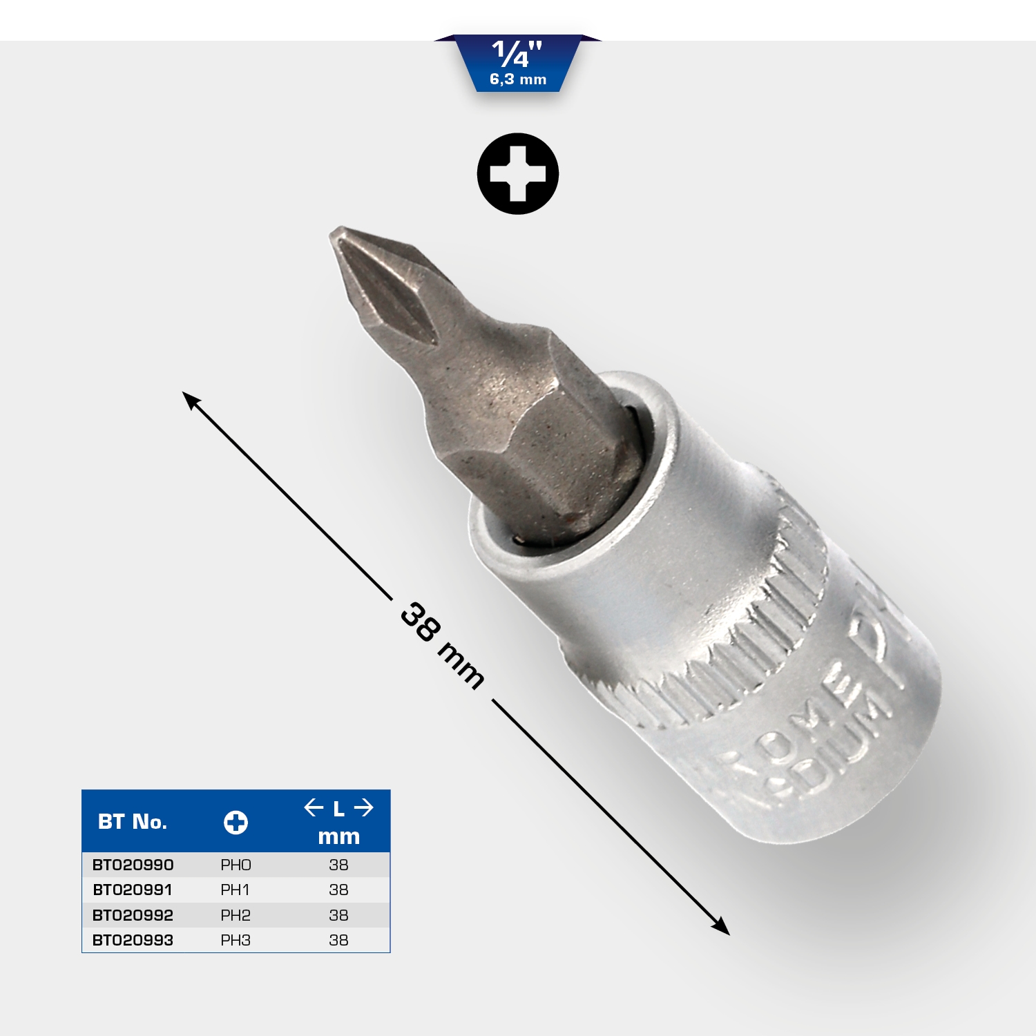 Brilliant Tools  1/4" PH Kreuzschlitz Bit-Stecknuss, PH0