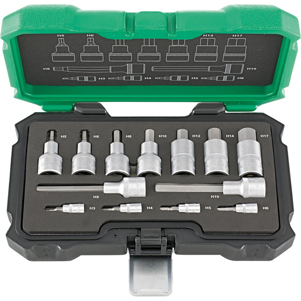 Schraubendreher-Einsatz-Garnitur 1/4" und 1/2" für 6-kant-Schrauben Einsatz.- 13t"+FORTIS"