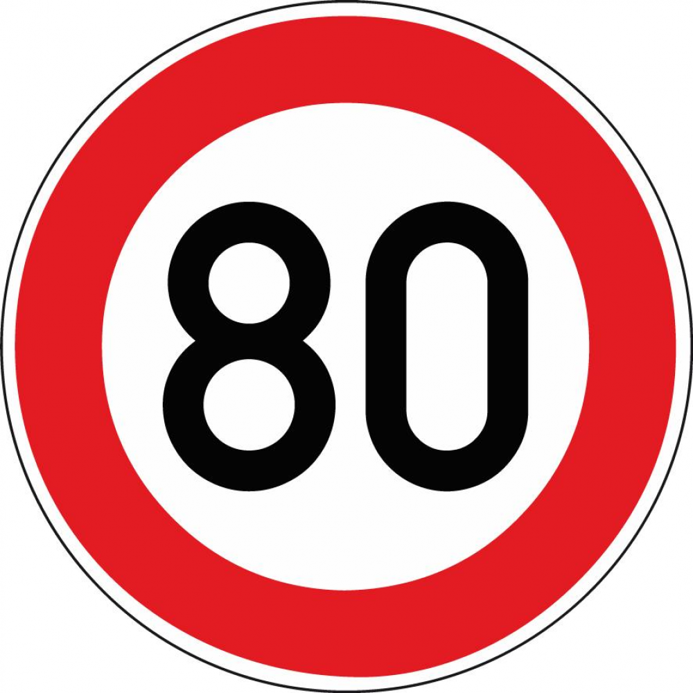 Verkehrszeichen, Ronden, Vz-Nr.: 250 bis 286 274-80 Ronde 600mm 80 km/h RAL-Gütezeichen Folie RA1