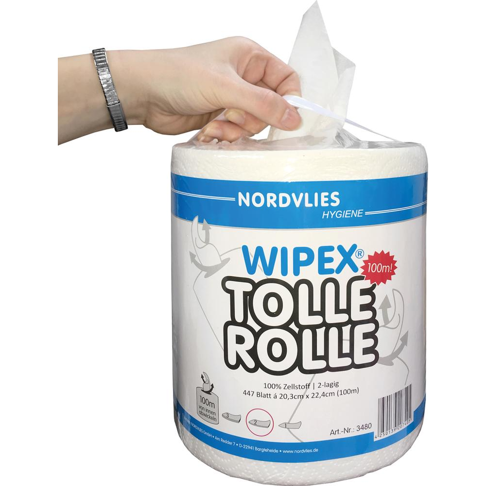 Putztuchrolle WIPEX TOLLE ROLLE 2-lagighochweiß 20,3 x 22,4 cm