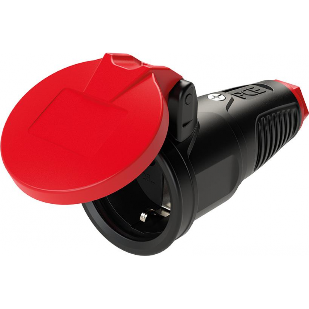Schutzkontakt-Kupplung, Vollgummi, mit Deckel Schutzkontaktkupplung IP54 Klappd16A+250V / AC 3p 2P (E+)