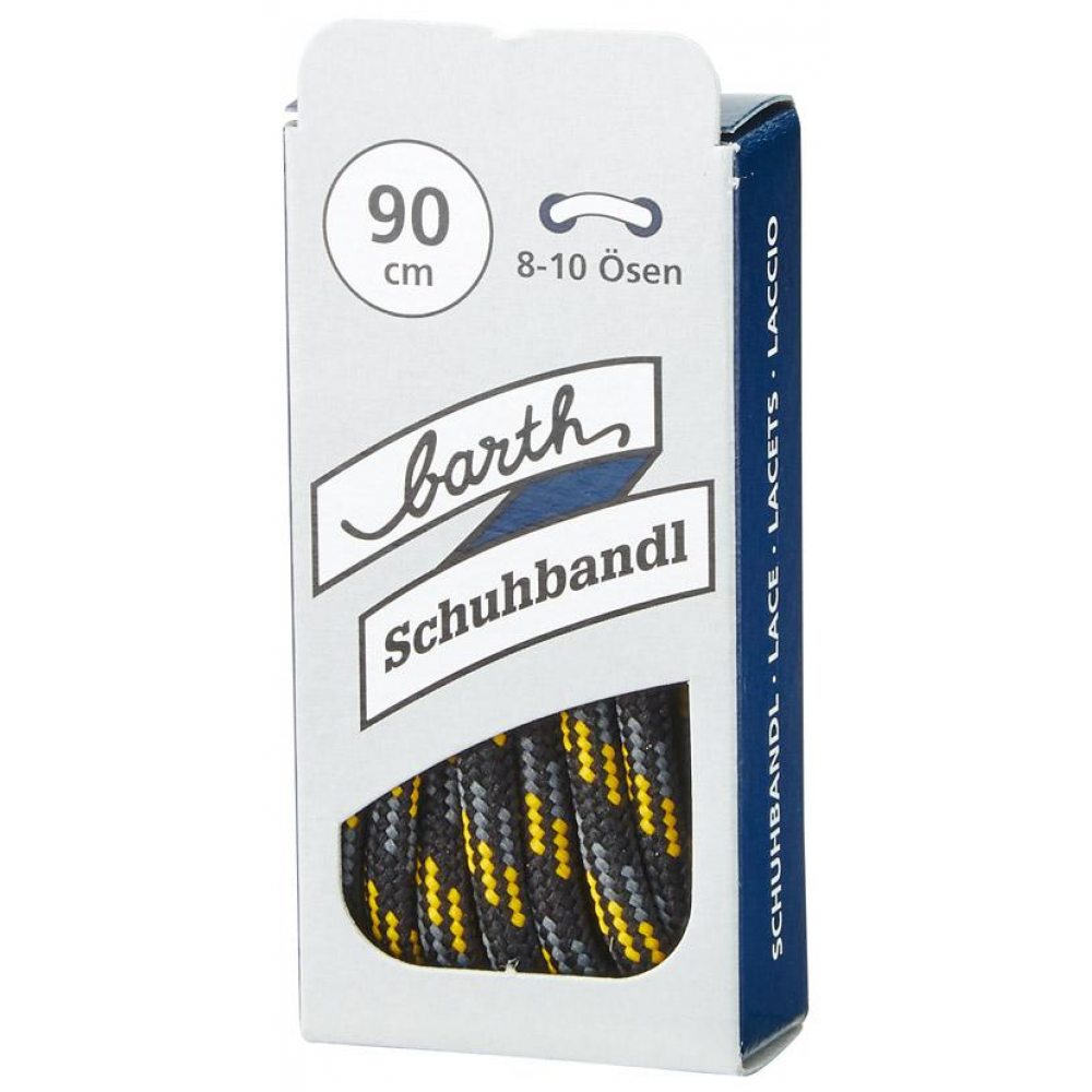 Schnürsenkel, rund 90 cm, schwarz-grau-gelb