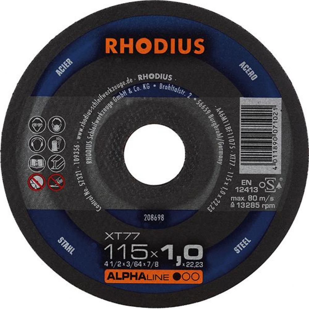 Trennscheibe XT77 für Stahl 115 x 1,0mm Rhodius