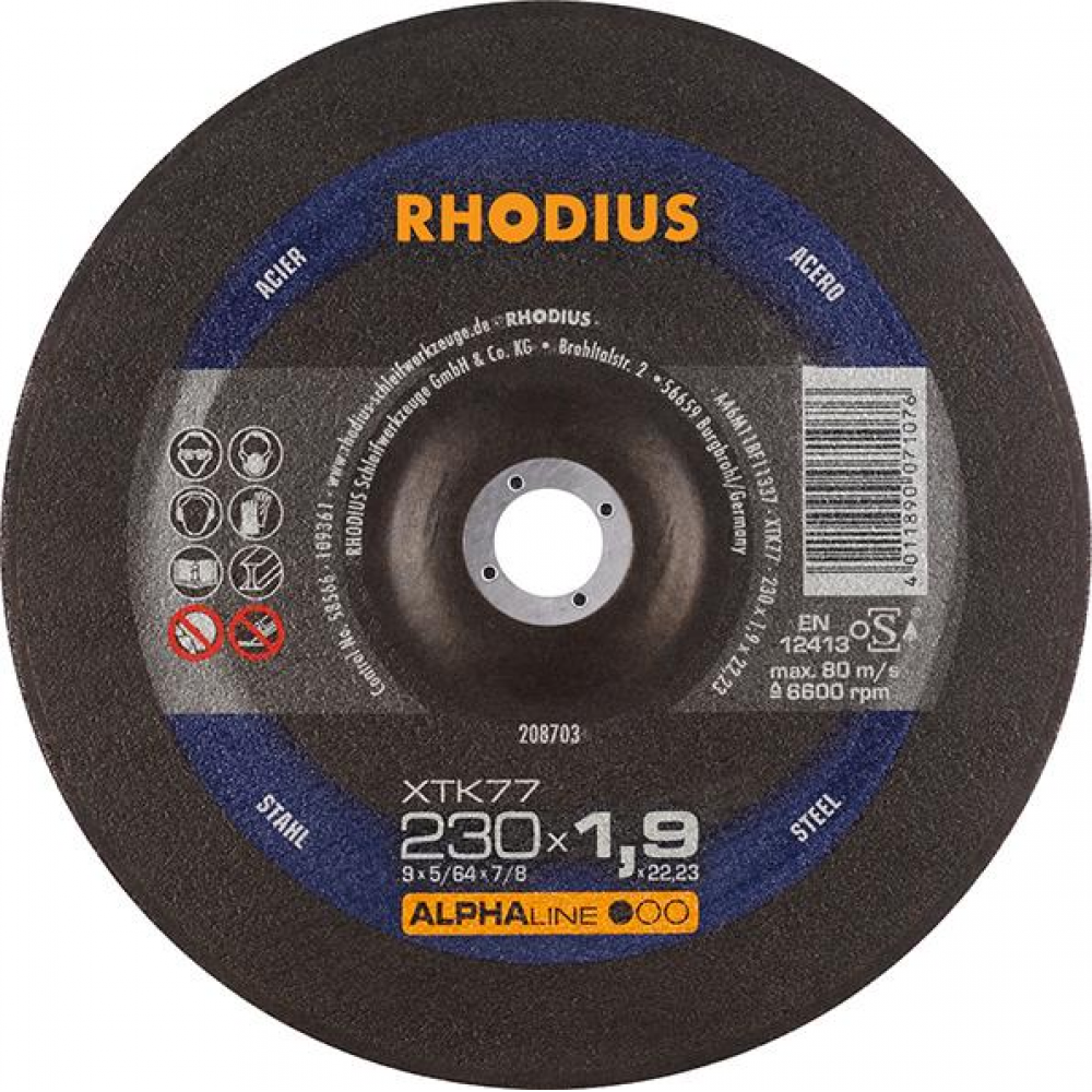Trennscheibe XT77 für Stahl XTK77 230 x 1,9mm gekr. Rhodius