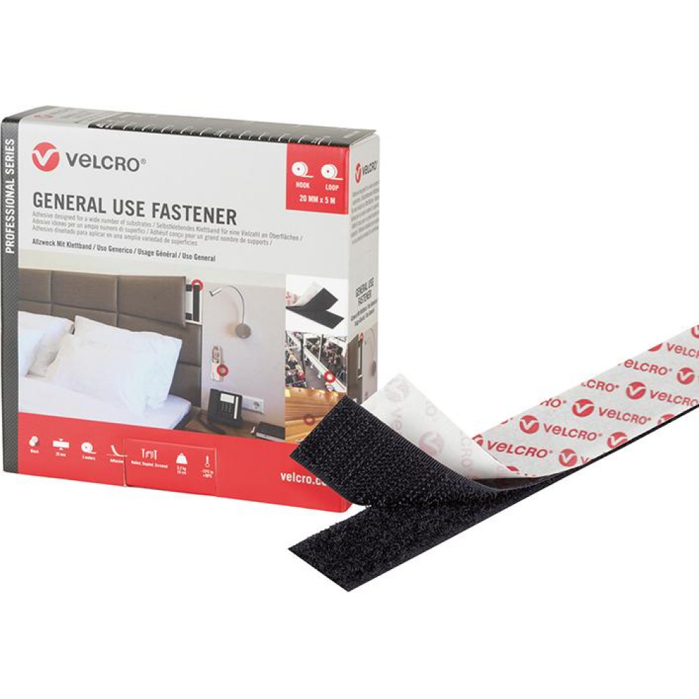 Klettband 20mm x 5m General Use Fastener schwarz VELCRO