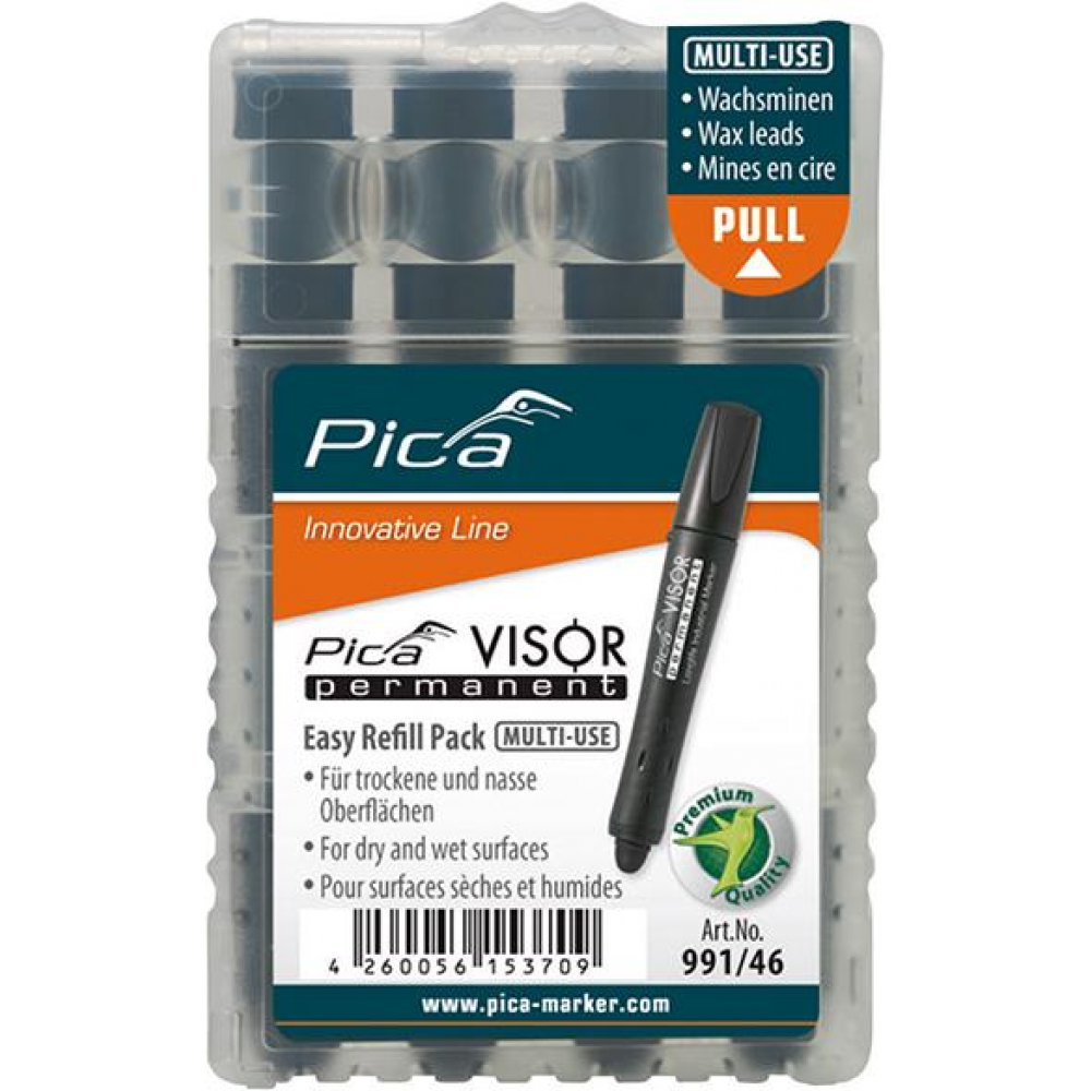 Minen-Set für Permanentmarker VISOR Industrial schwarz Pica