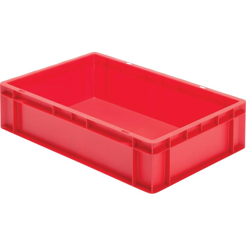 Transportkasten TK 600/145-0, Wände und Boden geschlossen Transport-Stapelkasten B600x T400x H145 mm rot, ohne Griffloch