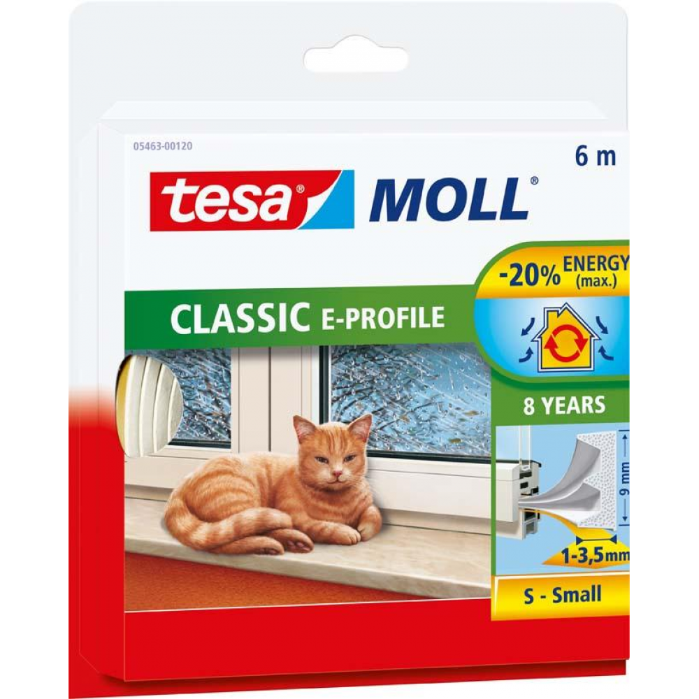 tesamoll Profil-Dichtung E-Profil-Dichtung weiß 6m:9mm tesa 5463