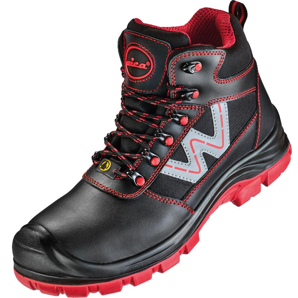 Sicherheitsstiefel Canelli, S3 FO SR ESD Schnüstiefel Schwarz/rot Gr, 36. Wica