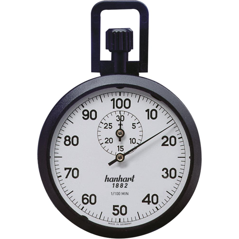 Präzisions-Kronen-Stoppuhr Präzisions-Kronen-Stopper1/100-Min. 30Min. HANHART