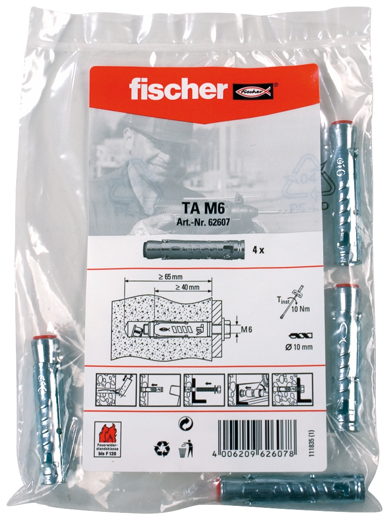 Fischer TA M6 B. Der montagefreundliche Innengewindeanker mit geringen Rand- und Achsabständen für Befestigungen in ungerissenem Beton.