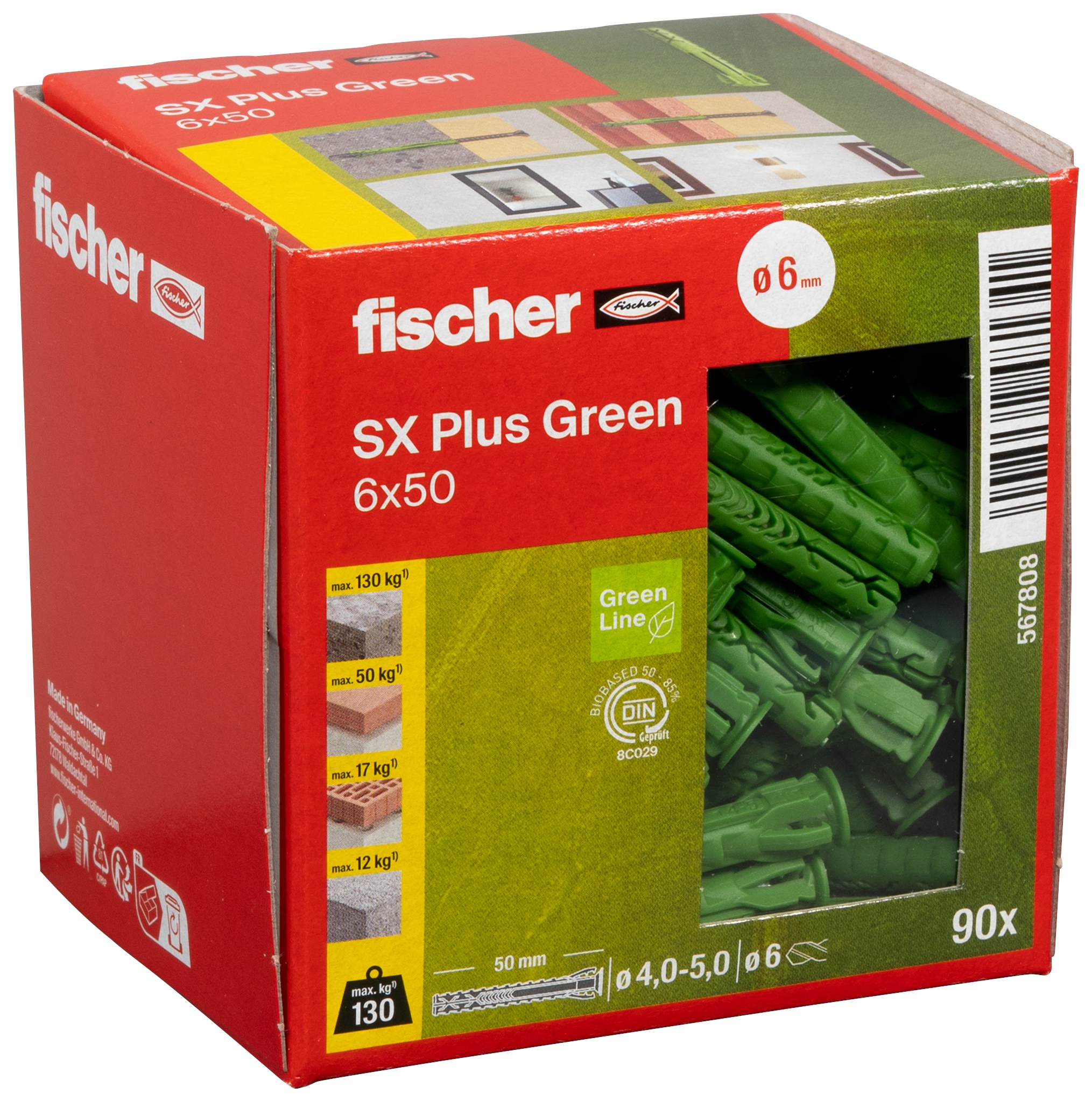 Fischer SX Plus Green 6 x 50. Der Spezialist im Vollbaustoff mit nachwachsenden Rohstoffen.
