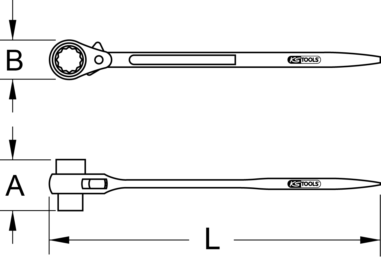 KSTOOLS 4 in 1 Gerüstbauschlüssel, 19x22mm