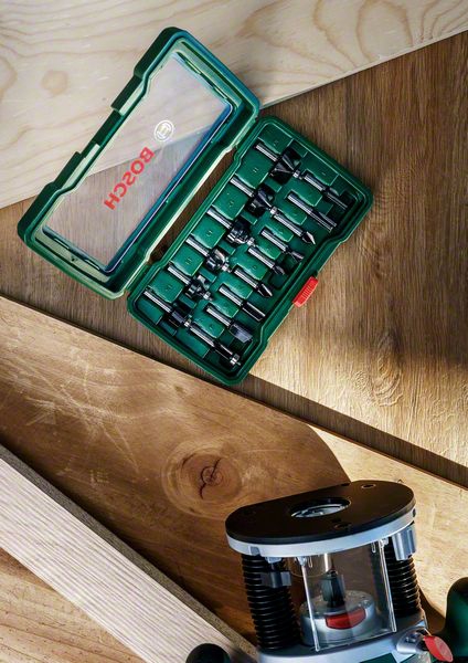 Bosch HM-Fräser-Set mit 1/4-Zoll Schaft, 15-teilig