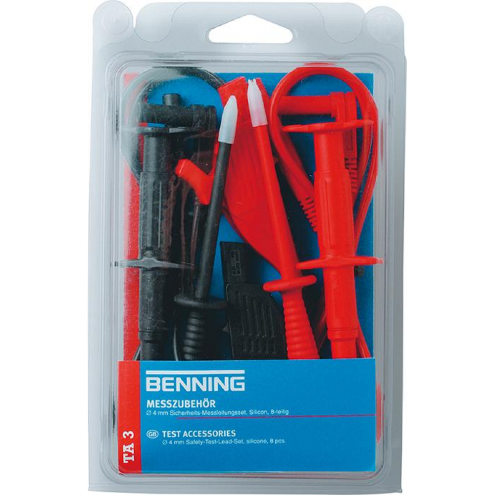 Sicherheitsmessleitungs-Set TA 3, 8-teilig Messleitungsset Benning