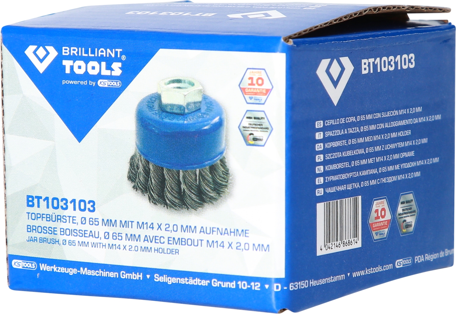 Brilliant Tools  Topfbürste, Ø 65 mm mit M14 x 2,0 mm Aufnahme