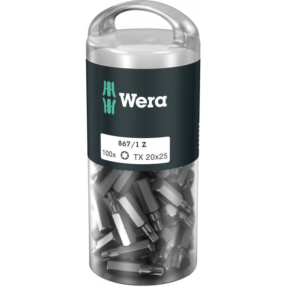 Bit 1/4" für TORX-Schrauben, Nr. 867/1 Z DIY 100 Bit-Großpack T20x25mm zähhart a Stück Wera