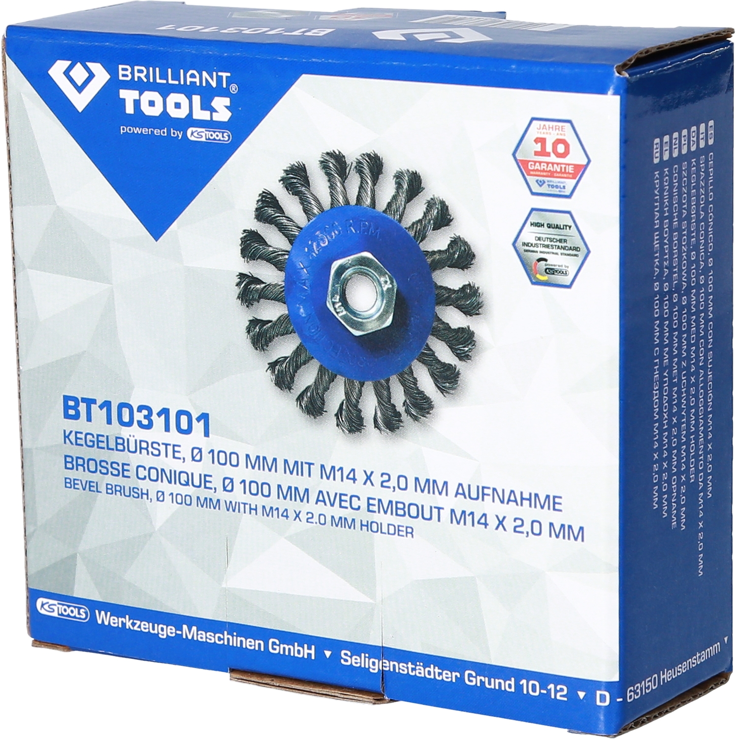 Brilliant Tools  Kegelbürste, Ø 100 mm mit M14 x 2,0 mm Aufnahme