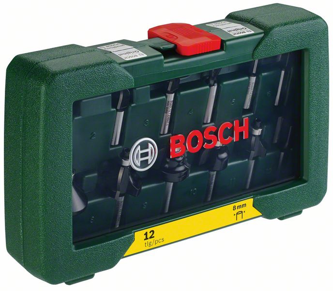 Bosch HM-Fräser-Set mit 8 mm Schaft, 12-teilig
