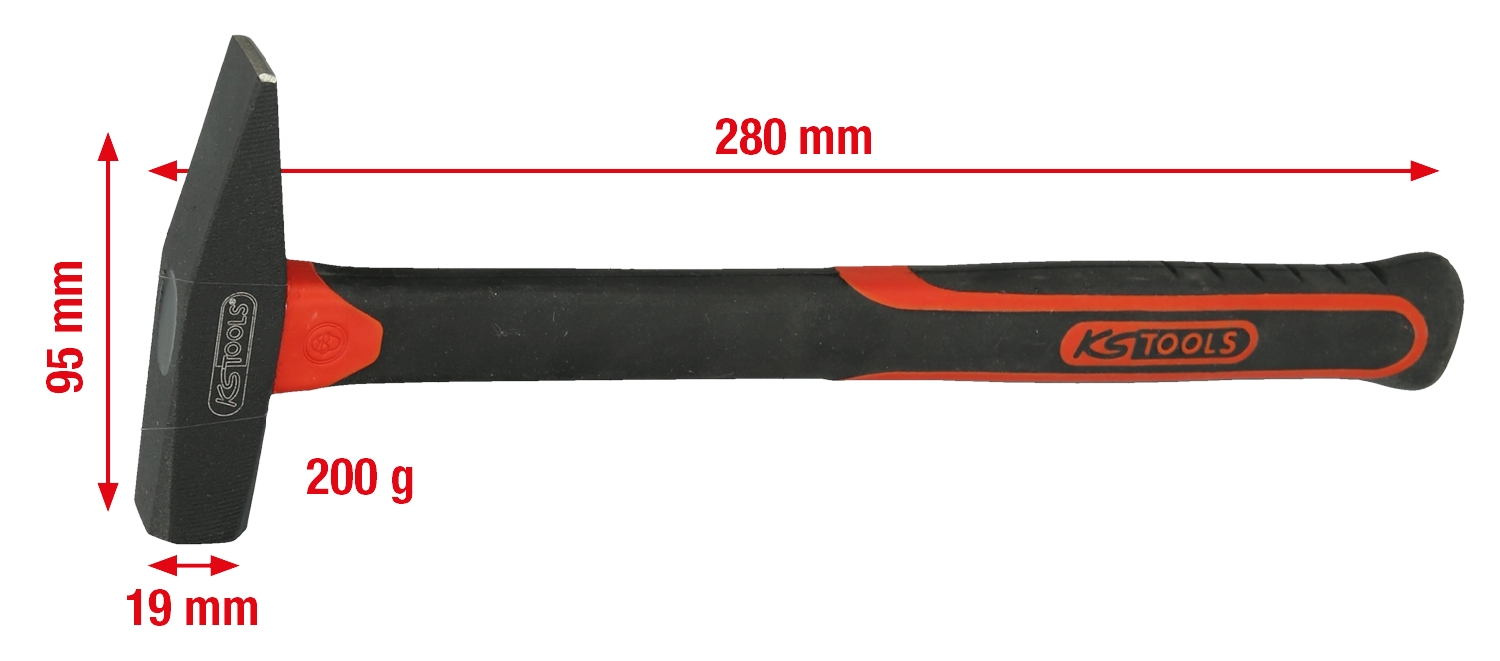 KSTOOLS Schlosserhammer mit Fiberglasstiel, 200g