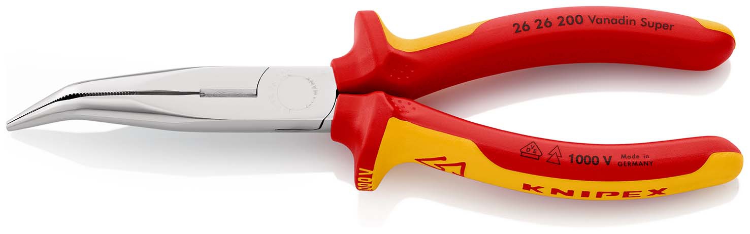 Storchschnabelzange VDE gebogen mitMehrkomponenten-Griffen200mm KNIPEX