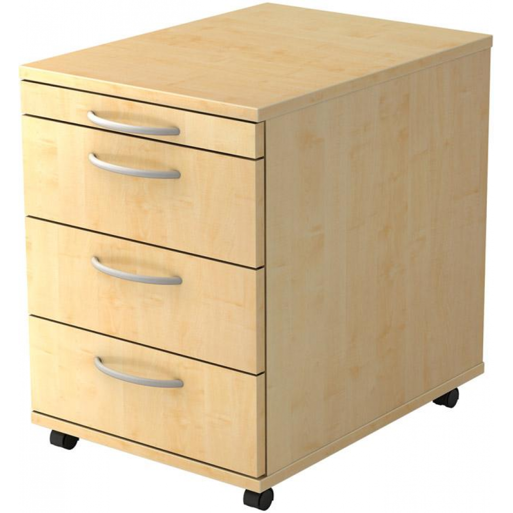 Rollcontainer zur Schreibtisch-Serie B, 3 Schübe Buche