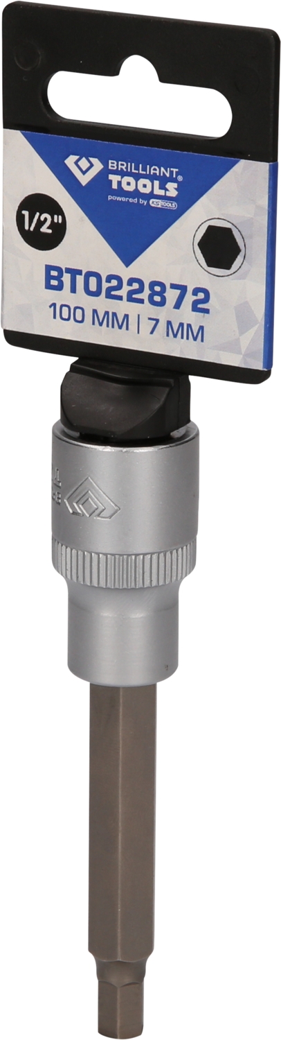 Brilliant Tools  1/2" Innensechskant Bit-Stecknuss, 100 mm lang, 7 mm