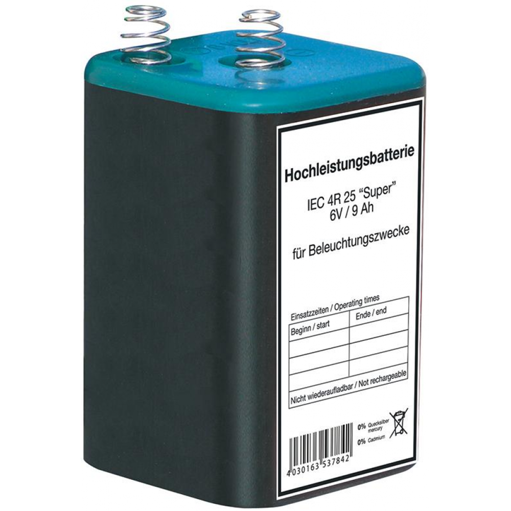 Blockbatterie Zink-Kohle 4R25, 6 V 6V/9Ah