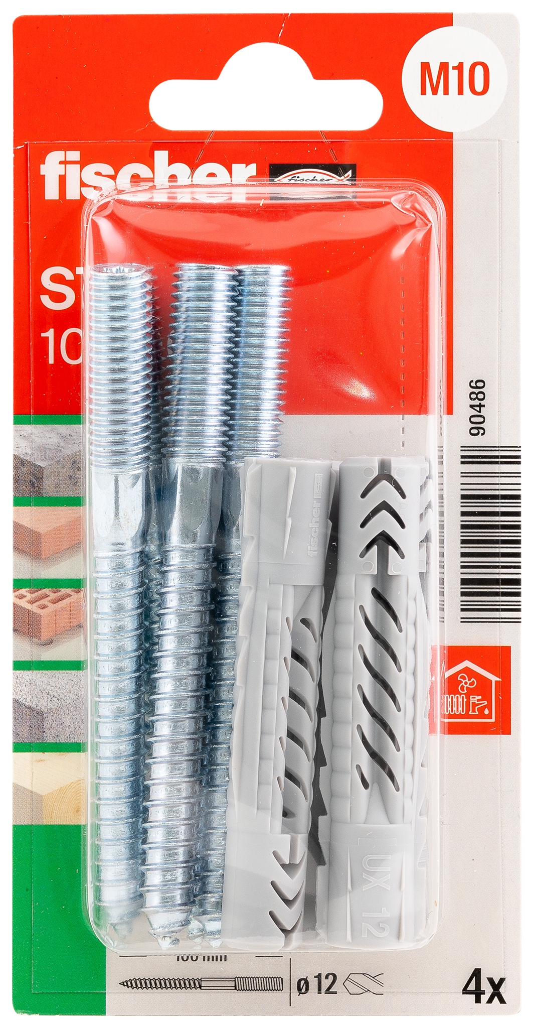 Fischer STS 10 x 100 + UX K. Der universelle Nylondübel mit Stockschraube für alle Baustoffe.