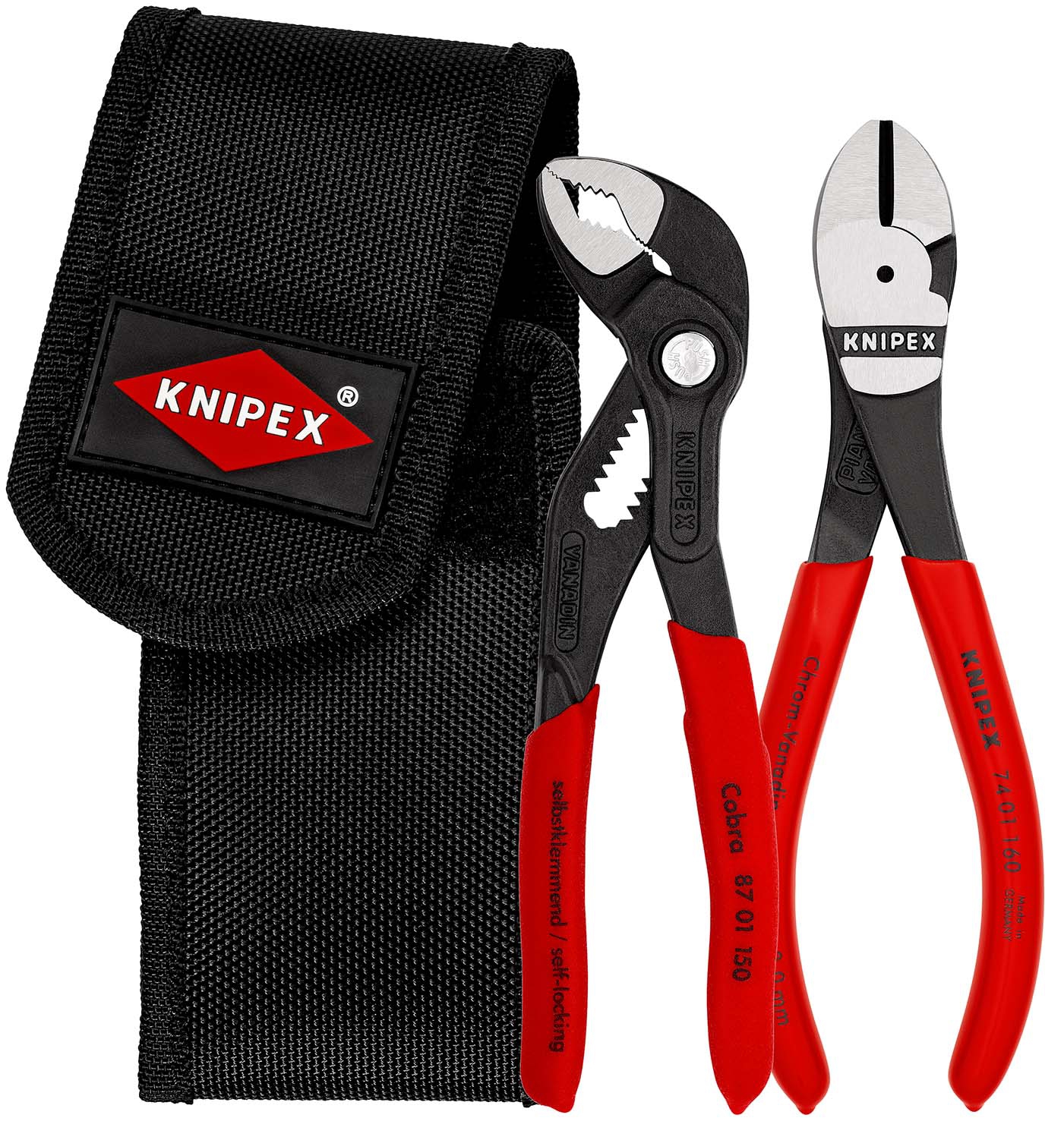 KNIPEX 00 20 72 V02 Mini-Zangenset in Werkzeuggürteltasche 2-teilig (SB-Karte/Blister)