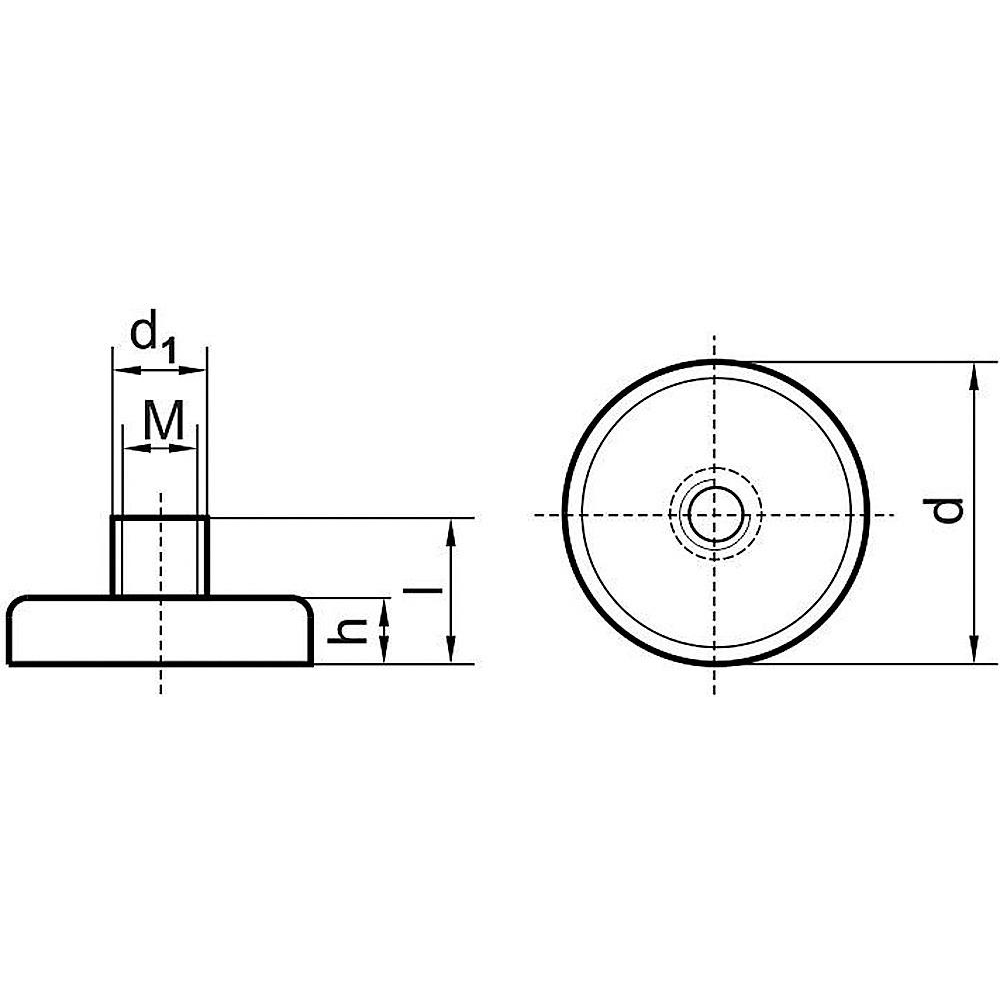 Neodym-Magnet-Flachgreifer mit Gewindebuchse Nd Fe B-Flachgreif. m. 10 x 4,5 / 11,5mm Beloh