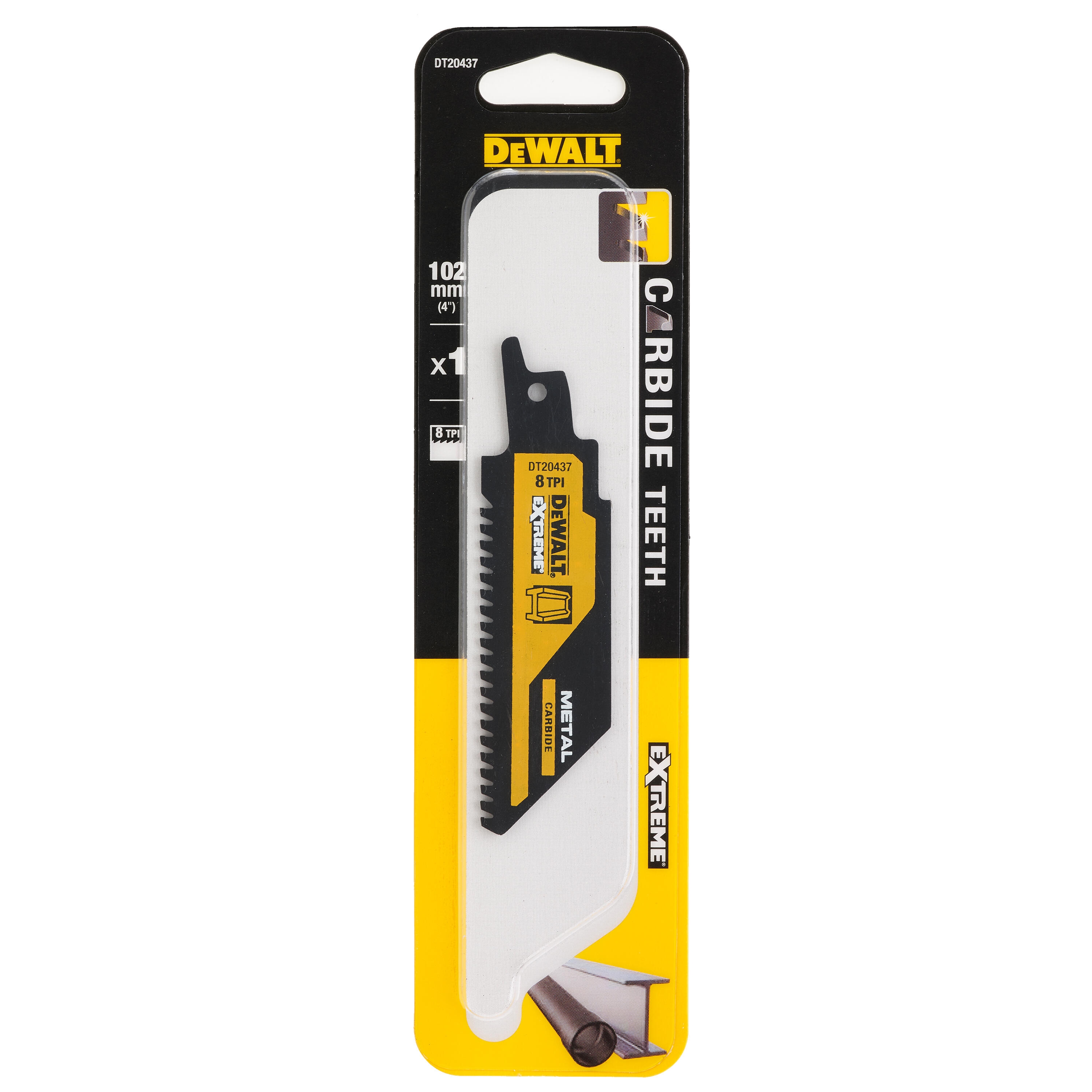 Dewalt DT20437-QZ,  Carbide Saebelsaegeblatt Metall 102mm, Carbide Saebelsaegeblatt fuer Metall 102mm 8TPI, 1 Stueck