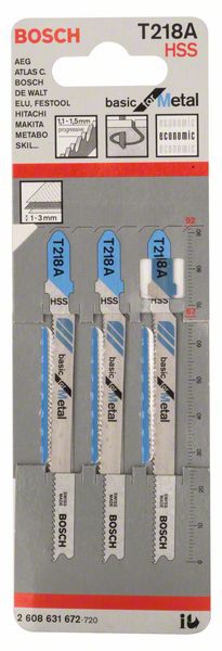 Bosch Stichsägeblatt T 218 A Basic for Metal, 3er-Pack