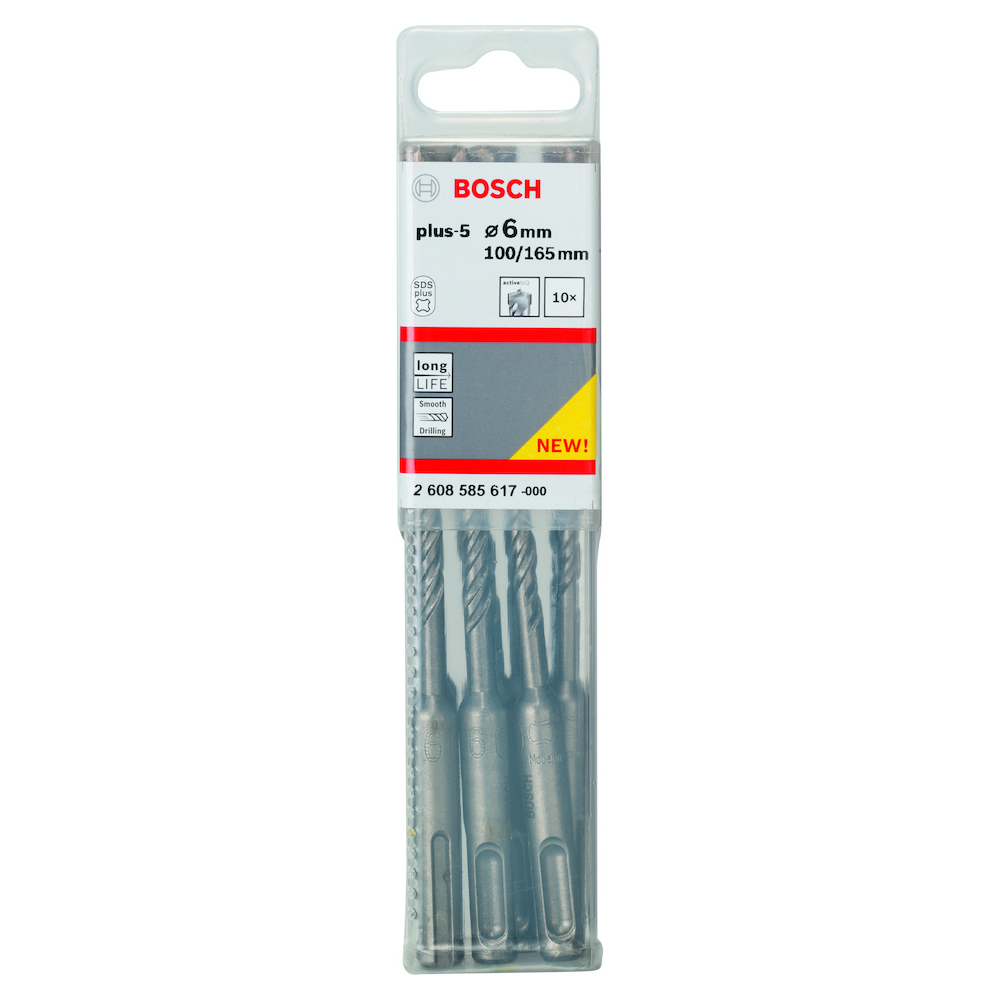 SDS-plus-Hammerbohrer plus-5, 10er-Großpack Hammerbohrer 6x100x165mm Bosch VE  10 Stück SDS