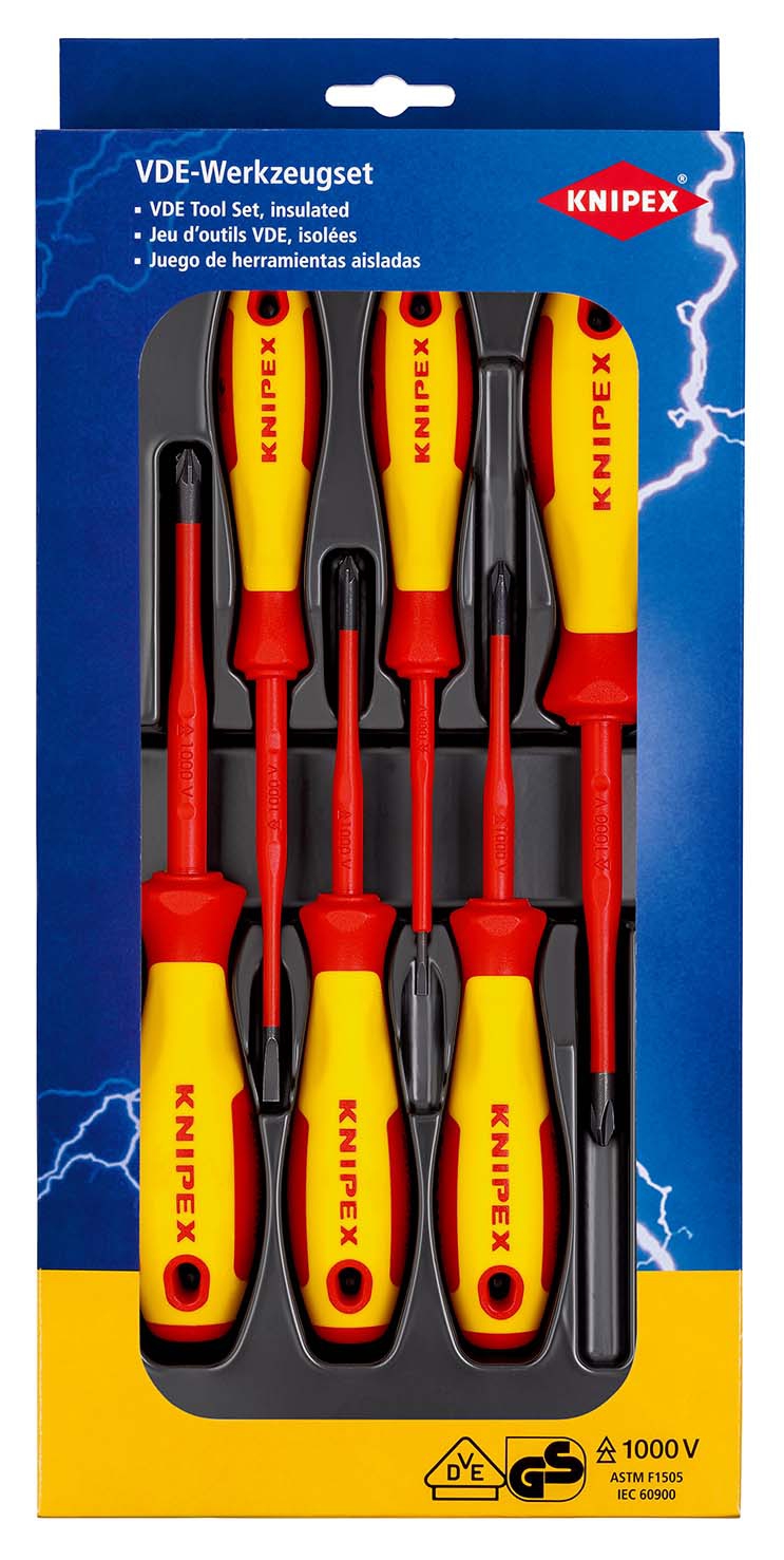 KNIPEX 00 20 12 V04 VDE Schraubendreher-Paket Schlitz / Phillips® / Pozidriv®  (SB-Karte/Blister)