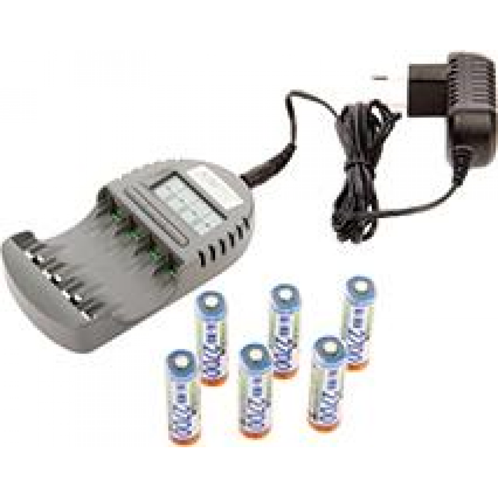 Ladegerät-Set Ladegerät Set 2 mit 6 Mignon Nim H-Akkus