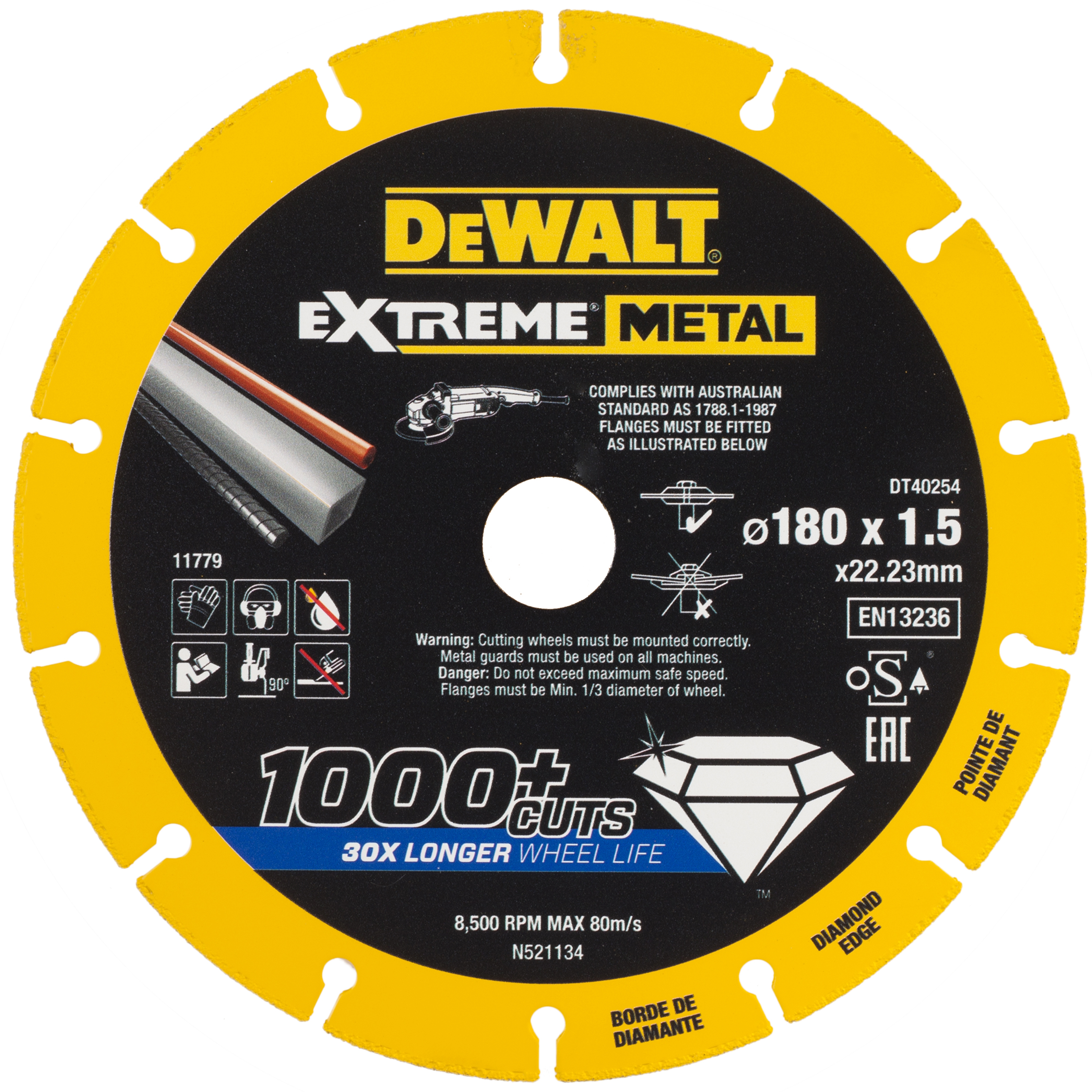 Dewalt DT40254-QZ,  Diamanttrennscheibe 180x1.5mm, Extreme Diamanttrennscheibe 180x1.5mm