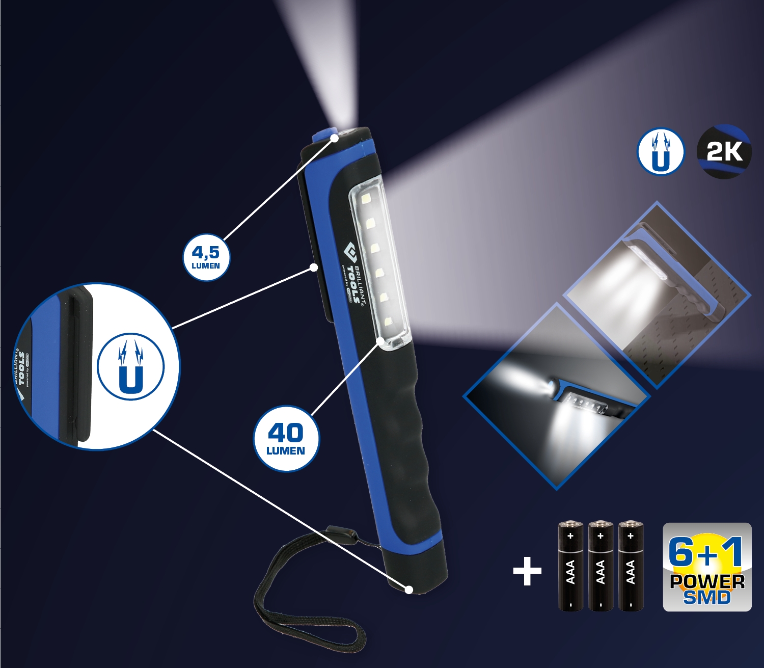 Brilliant Tools  Lampe mit 6+1 SMD